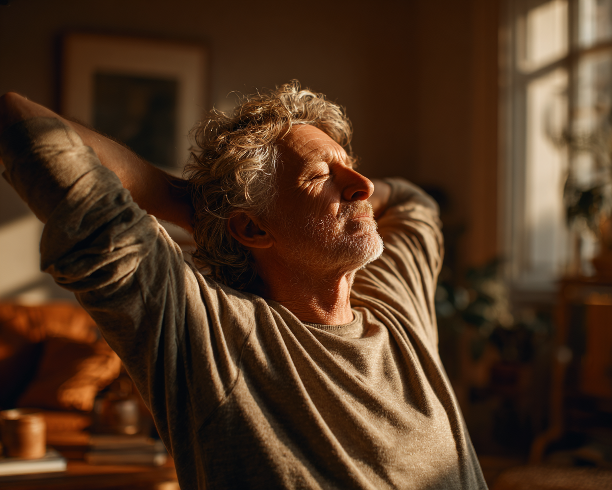 Grup de persoane mature într-o sesiune de yoga ghidată de instructor